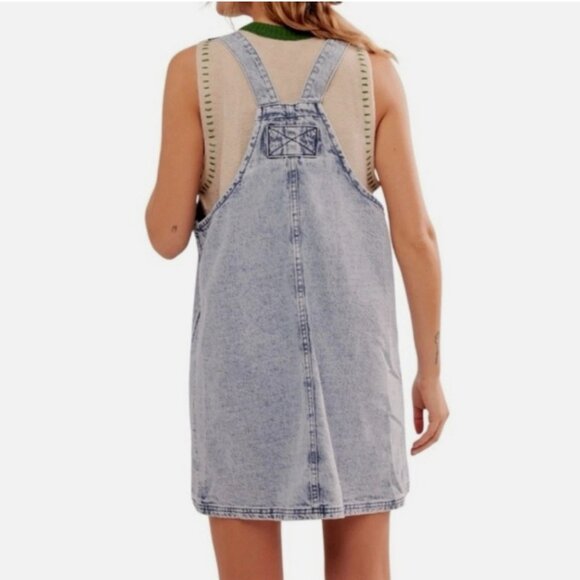 Free People Denim Overall Dress Size XS Indigo - Picture 4 of 7